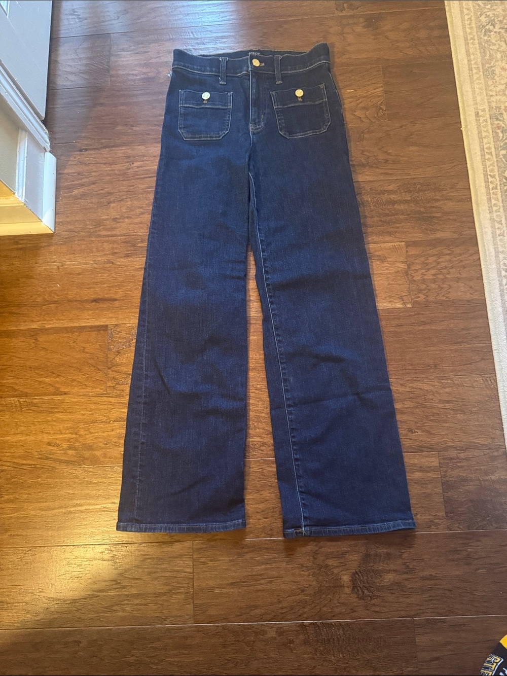 Women’s J. Crew Full Length Slim Wide Leg Jeans 25x28.5 Dark Blue Like New